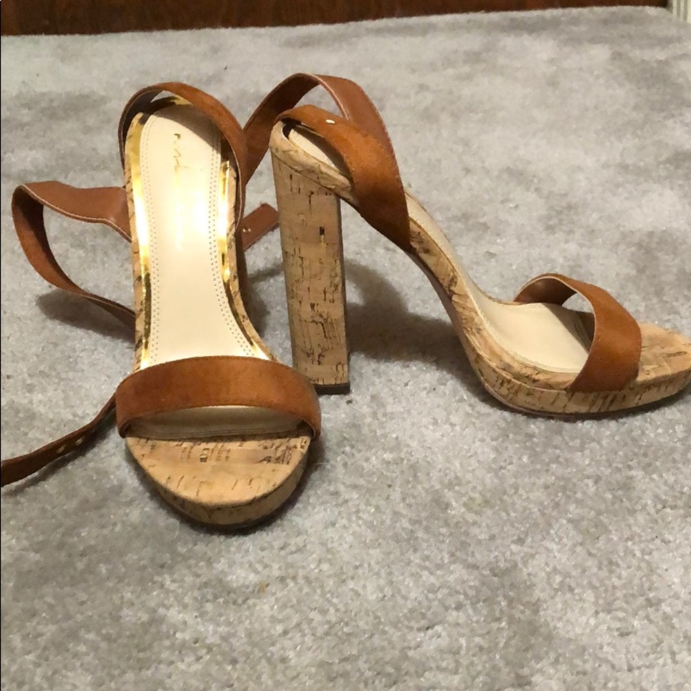 Cork chunky heels
